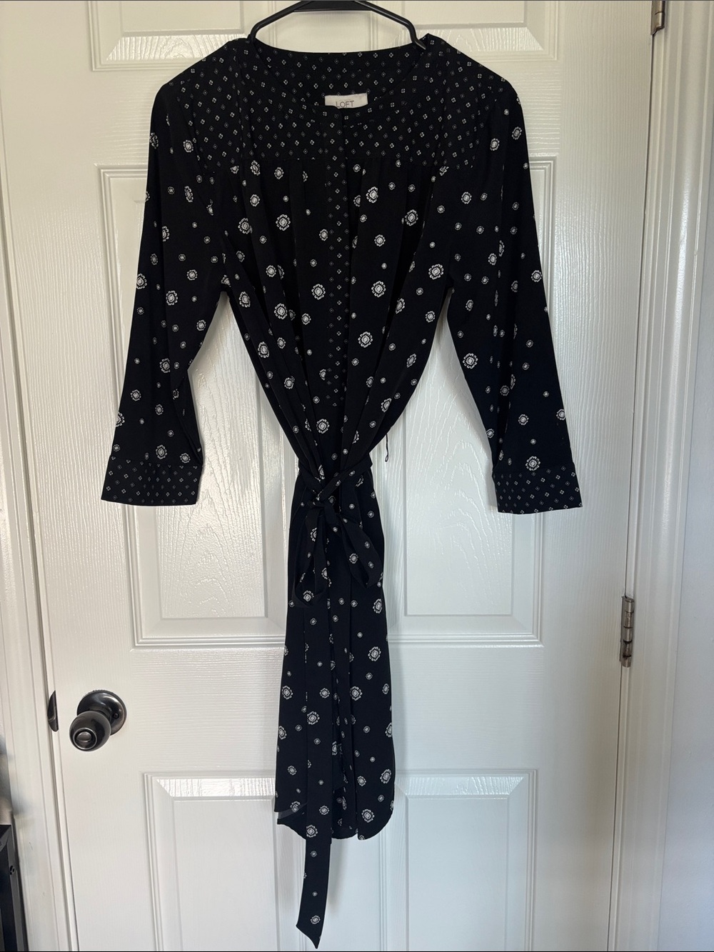LOFT Black & White Printed Shirt Dress - Sz M